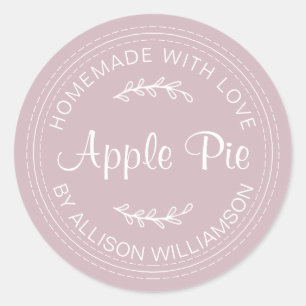 Rustic Homemade Baked Goods Apple Pie Purple Classic Round Sticker
