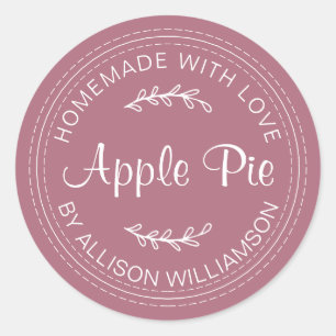 Rustic Homemade Baked Goods Apple Pie Purple Classic Round Sticker