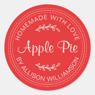 Rustic Homemade Baked Goods Apple Pie Red Classic Round Sticker