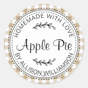 Rustic Homemade Baked Goods Apple Pie Sand Check Classic Round Sticker