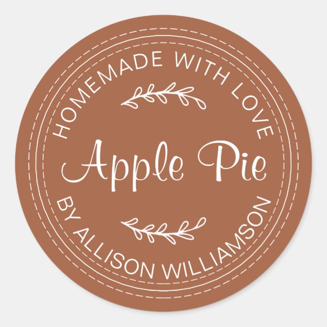 Rustic Homemade Baked Goods Apple Pie TerraCotta Classic Round Sticker (Front)