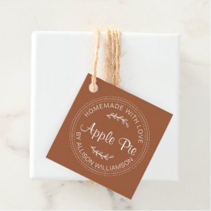 Rustic Homemade Baked Goods Apple Pie TerraCotta Favour Tags