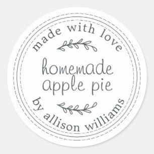 Rustic Homemade Baked Goods Apple Pie White Classic Round Sticker