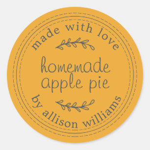 Rustic Homemade Baked Goods Apple Pie Yellow Classic Round Sticker