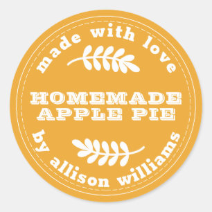 Rustic Homemade Baked Goods Apple Pie Yellow Classic Round Sticker
