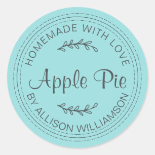 Rustic Homemade Baked Goods Apple Turquoise Classic Round Sticker