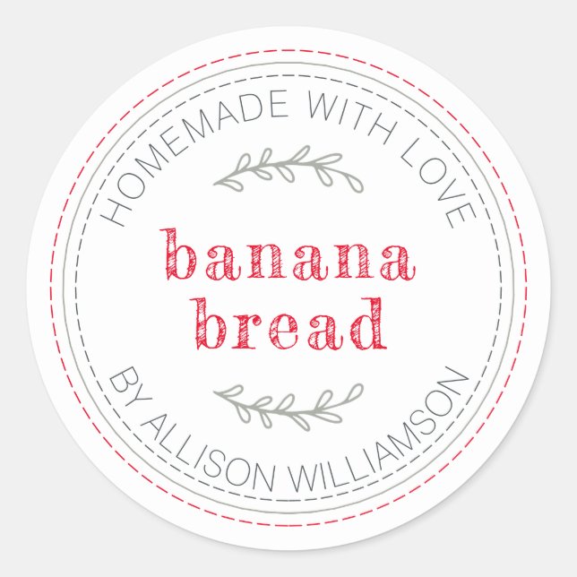 Rustic Homemade Baked Goods Banana Bread Classic Round Sticker (Front)