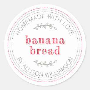 Rustic Homemade Baked Goods Banana Bread Classic Round Sticker