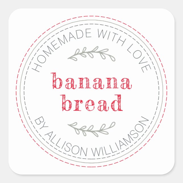 Rustic Homemade Baked Goods Banana Bread Square Sticker (Front)