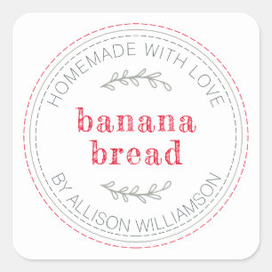 Rustic Homemade Baked Goods Banana Bread Square Sticker