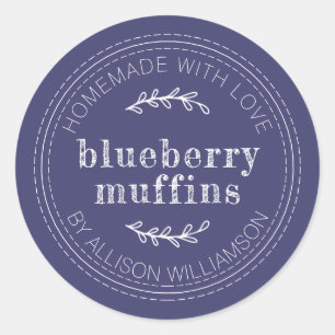 Rustic Homemade Baked Goods Blueberry Muffins Classic Round Sticker
