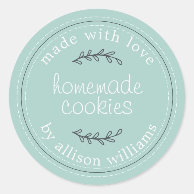 Rustic Homemade Baked Goods Cookies Blue Classic Round Sticker (Front)