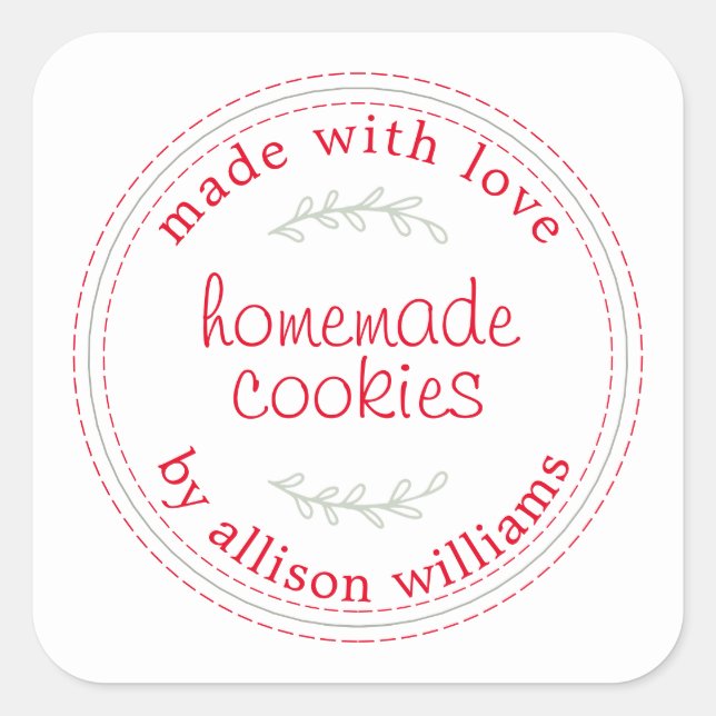 Rustic Homemade Baked Goods Cookies Square Sticker (Front)