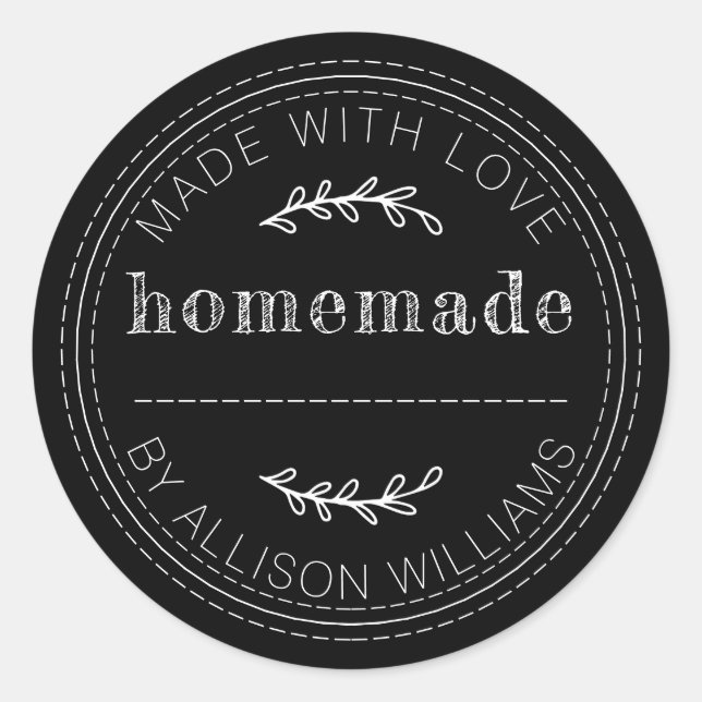 Rustic Homemade Baked Goods Jam Can Black Classic Round Sticker (Front)