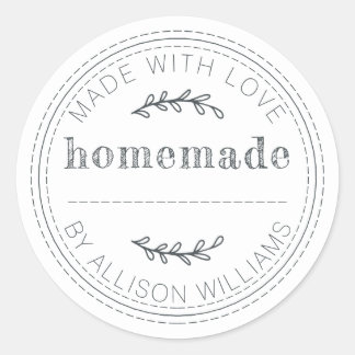 Rustic Homemade Baked Goods Jam Can Black White Classic Round Sticker