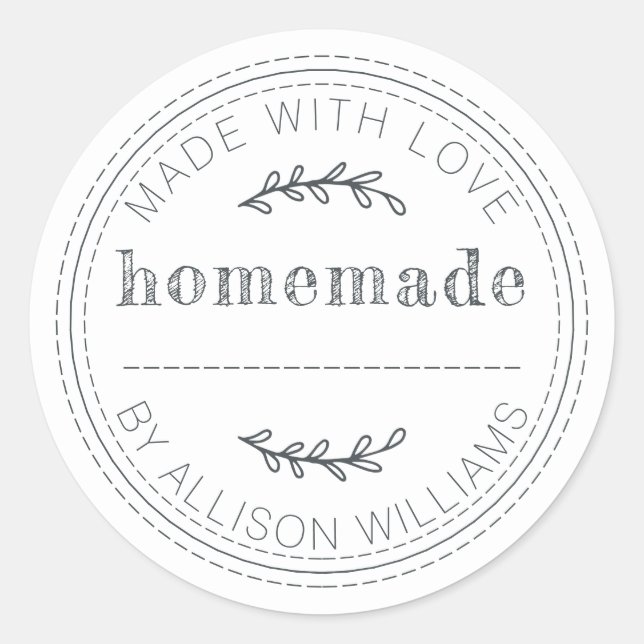 Rustic Homemade Baked Goods Jam Can Black White Classic Round Sticker (Front)