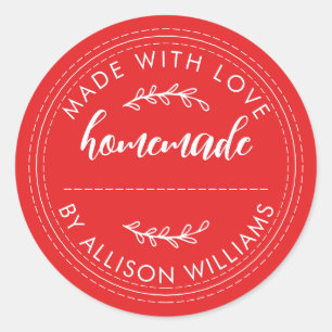 Rustic Homemade Baked Goods Jam Can Bright Red Classic Round Sticker