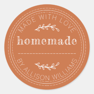 Rustic Homemade Baked Goods Jam Can Burnt Orange Classic Round Sticker