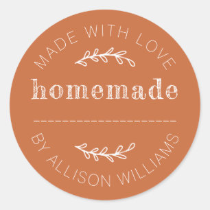 Rustic Homemade Baked Goods Jam Can Burnt Orange Classic Round Sticker