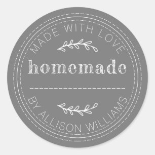 Rustic Homemade Baked Goods Jam Can Dark Grey Classic Round Sticker