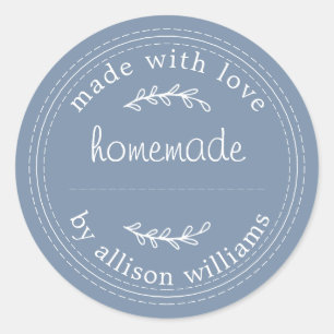 Rustic Homemade Baked Goods Jam Can Denim Blue Classic Round Sticker