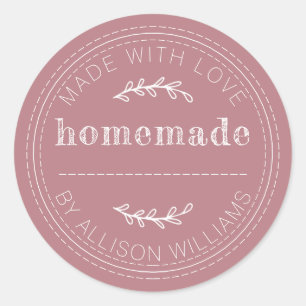 Rustic Homemade Baked Goods Jam Can Dusty Rose Classic Round Sticker