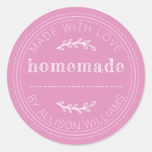 Rustic Homemade Baked Goods Jam Can Fuchsia Pink Classic Round Sticker