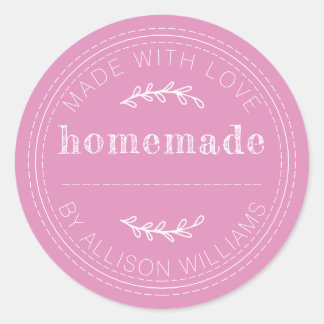 Rustic Homemade Baked Goods Jam Can Fuchsia Pink Classic Round Sticker