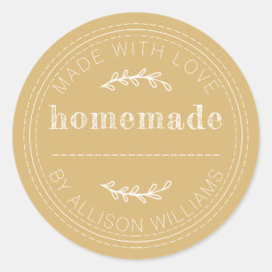 Rustic Homemade Baked Goods Jam Can Gold Yellow Classic Round Sticker