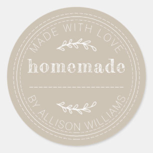 Rustic Homemade Baked Goods Jam Can Grey Classic Round Sticker