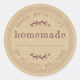 Rustic Homemade Baked Goods Jam Can Kraft Paper Classic Round Sticker