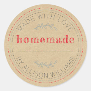 Rustic Homemade Baked Goods Jam Can Kraft Paper Classic Round Sticker
