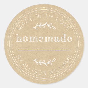 Rustic Homemade Baked Goods Jam Can Kraft Paper Classic Round Sticker