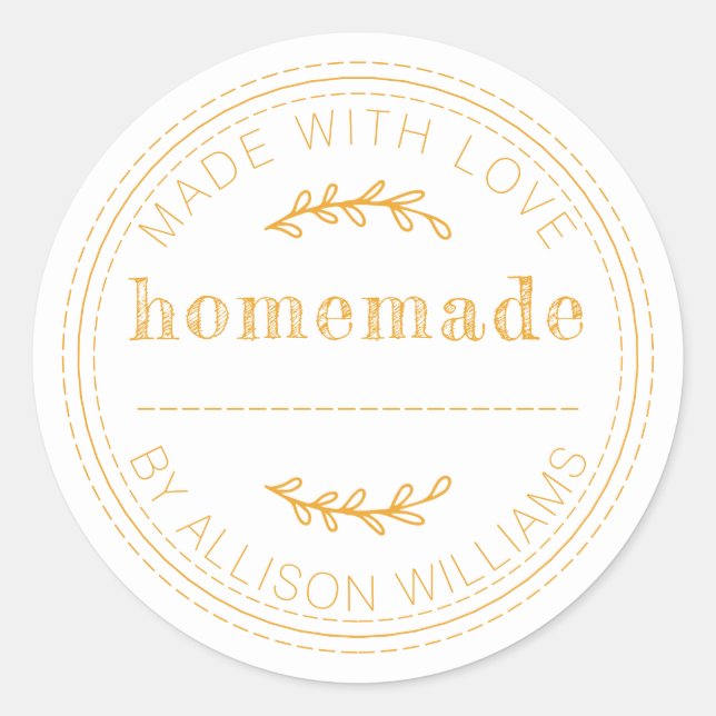 Rustic Homemade Baked Goods Jam Can Mellow Yellow Classic Round Sticker (Front)
