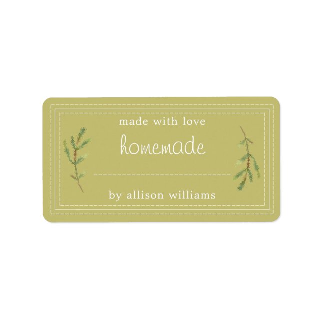 Rustic Homemade Baked Goods Jam Can Olive Green Label (Front)