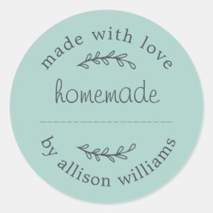Rustic Homemade Baked Goods Jam Can Pastel Blue Classic Round Sticker