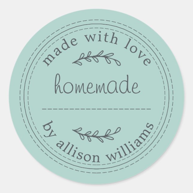 Rustic Homemade Baked Goods Jam Can Pastel Blue Classic Round Sticker (Front)