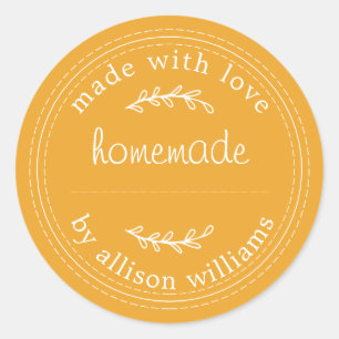 Rustic Homemade Baked Goods Jam Can Yellow Classic Round Sticker