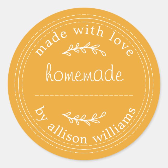 Rustic Homemade Baked Goods Jam Can Yellow Classic Round Sticker (Front)