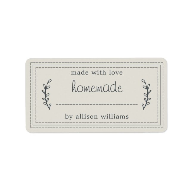 Rustic Homemade Baked Goods Jam Canning Gray Label (Front)