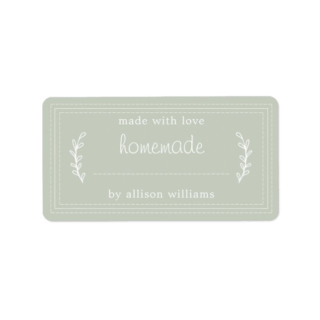 Rustic Homemade Baked Goods Jam Canning Green Label (Front)