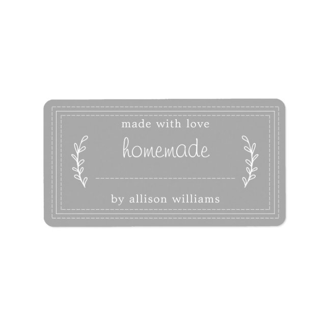 Rustic Homemade Baked Goods Jam Canning Grey Label (Front)