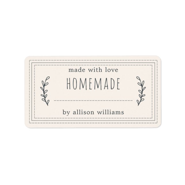 Rustic Homemade Baked Goods Jam Canning Ivory Label (Front)