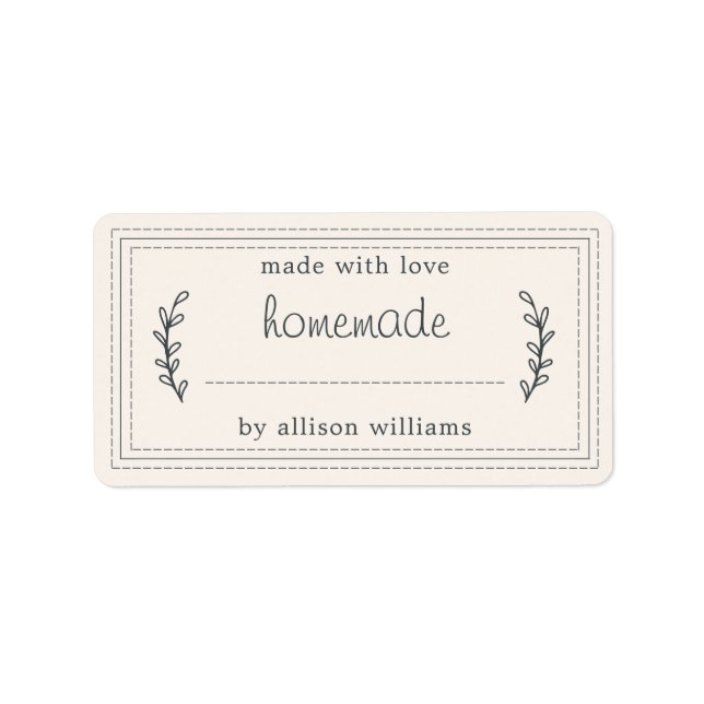 Rustic Homemade Baked Goods Jam Canning Ivory Label (Front)