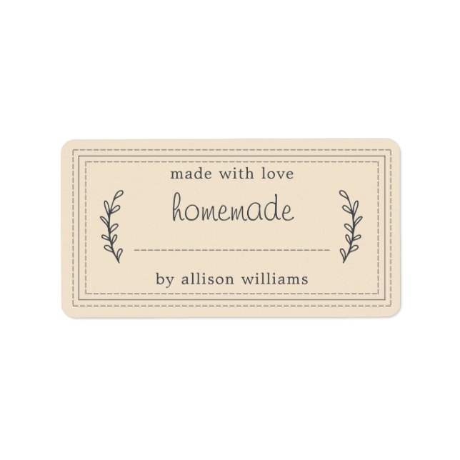 Rustic Homemade Baked Goods Jam Canning Ivory Label (Front)