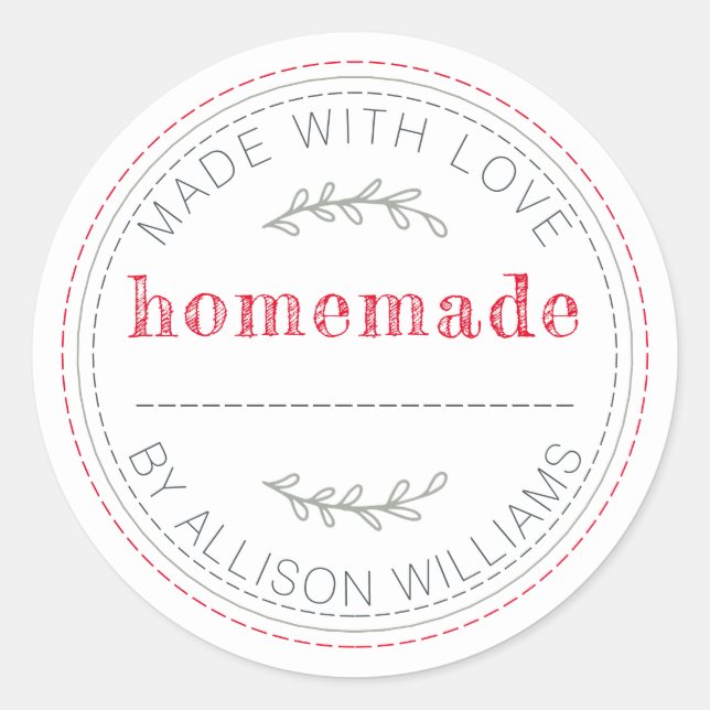 Rustic Homemade Baked Goods Jam Canning Modern Classic Round Sticker (Front)