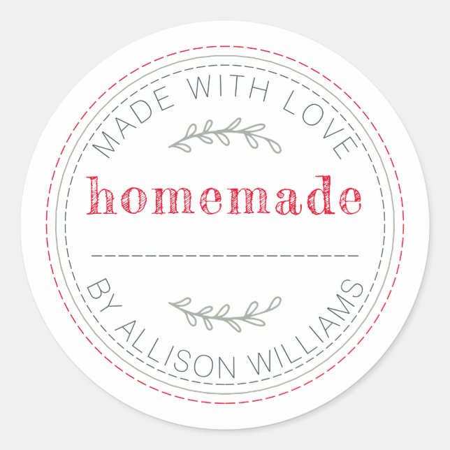 Rustic Homemade Baked Goods Jam Canning Modern Classic Round Sticker (Front)