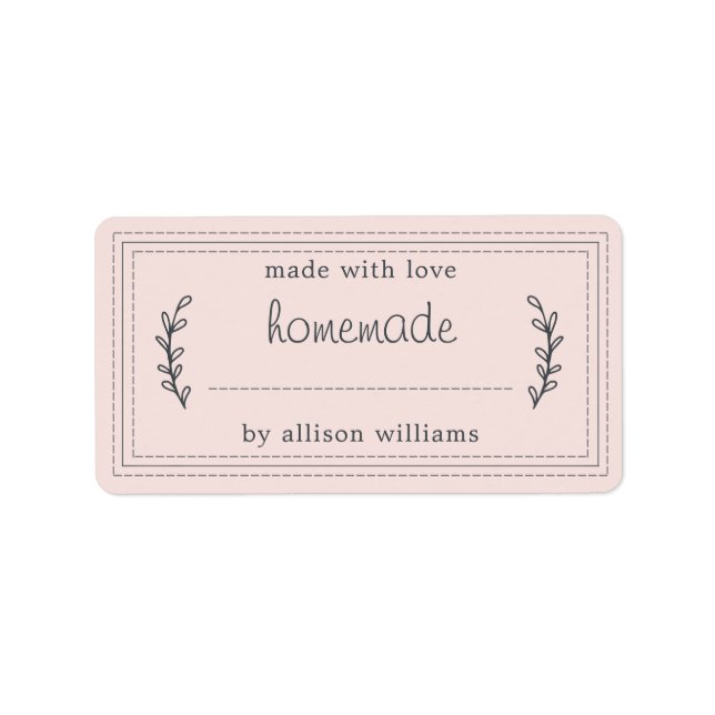 Rustic Homemade Baked Goods Jam Canning Pink Label (Front)