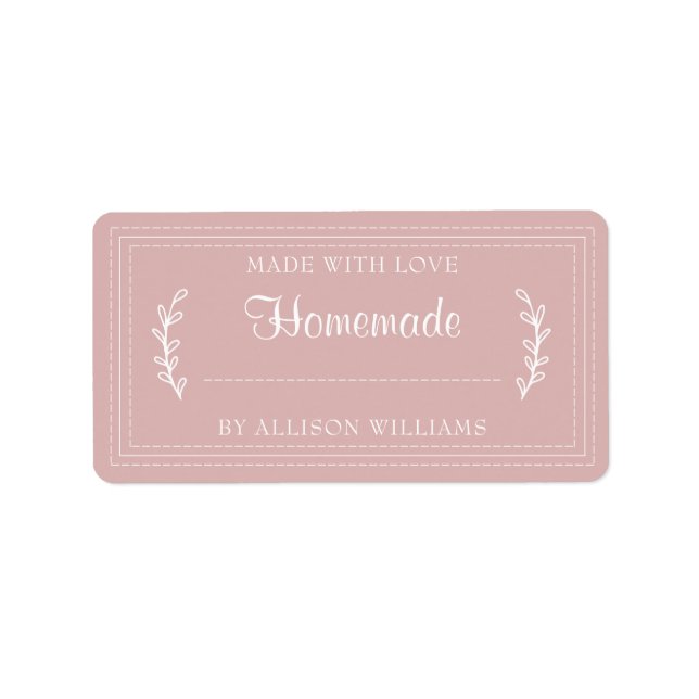 Rustic Homemade Baked Goods Jam Canning Pink Label (Front)