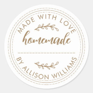 Rustic Homemade Baked Goods Jam Gold Script Classic Round Sticker